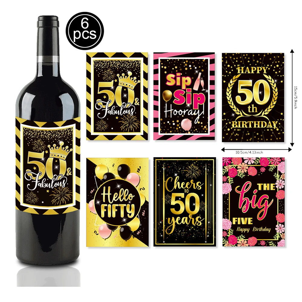 30th 40th 50th. 60th assorted Wine bottle stickers