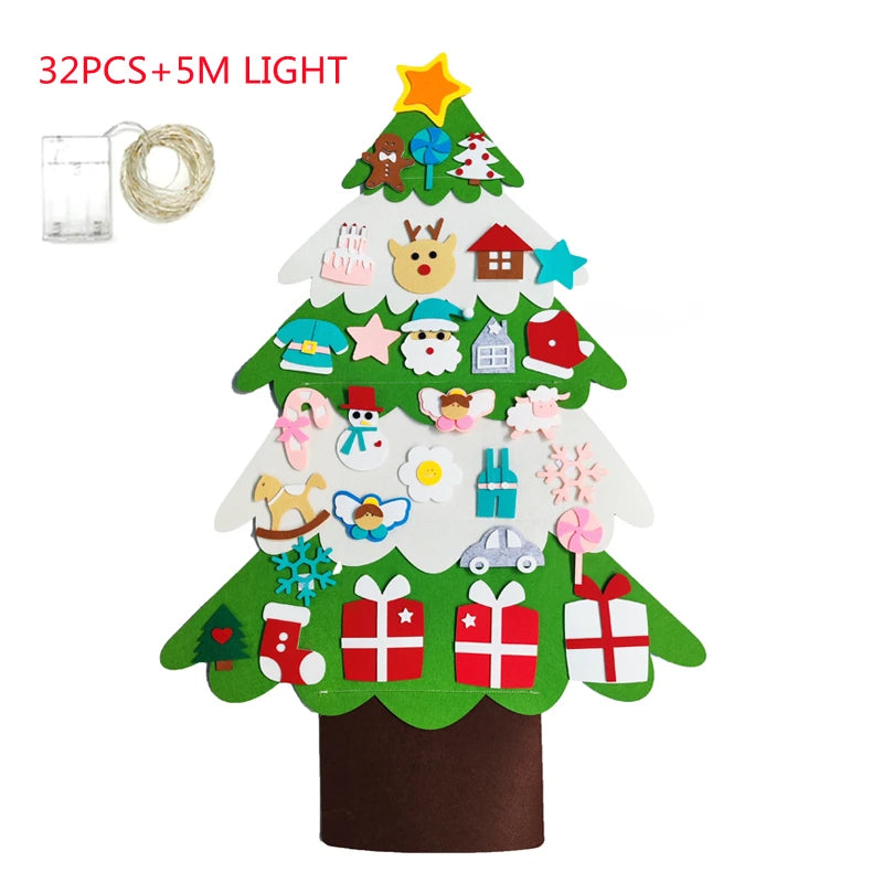 32pc Felt Christmas tree with 5M Lights Kids Craft