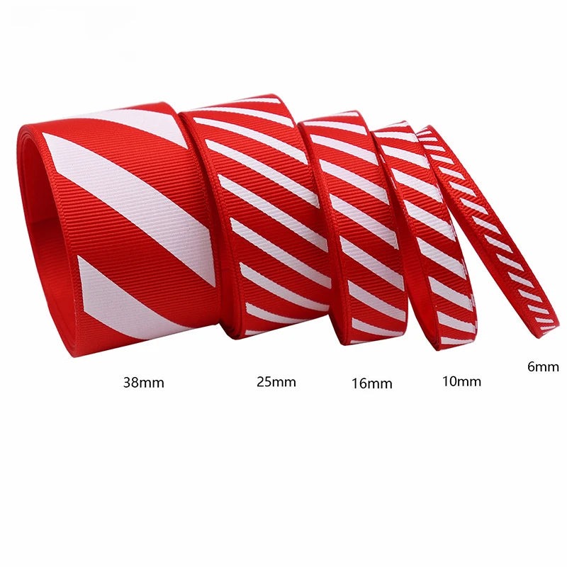 38mm 25mm 16mm 10mm 6mm Red and white ribbon