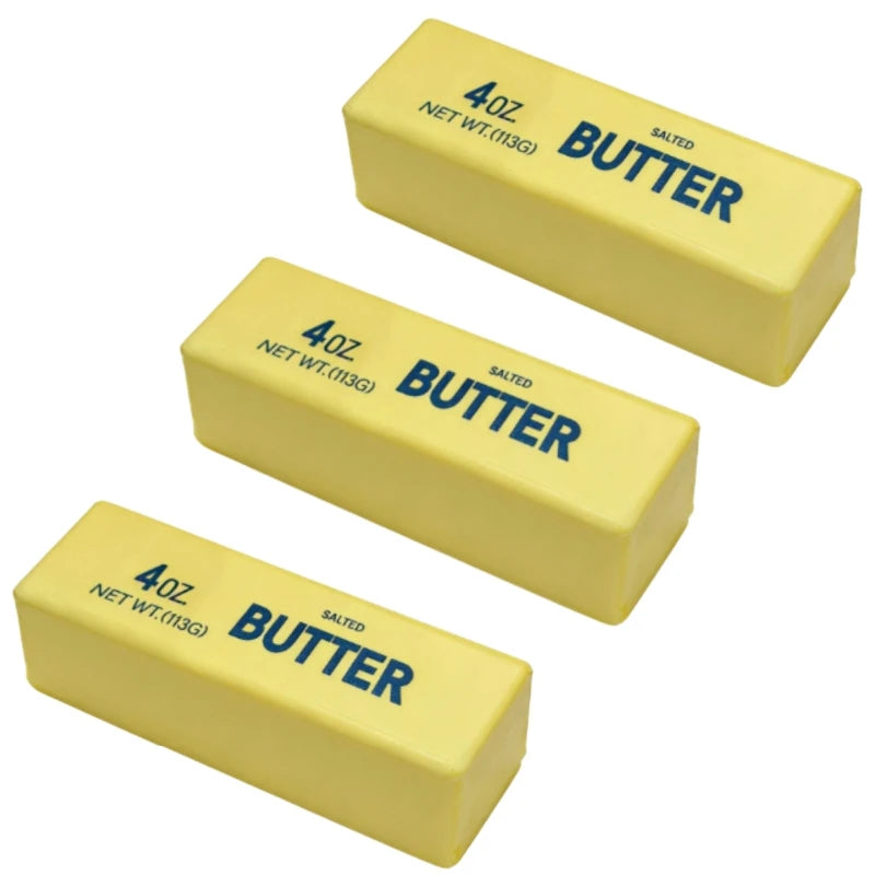 Three blocks of butter with '4 oz' and 'Butter' text on a white background