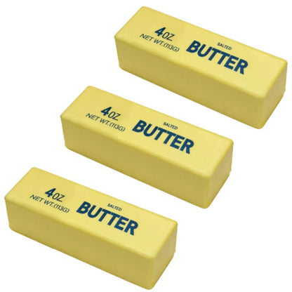 Three blocks of butter with '4 oz' and 'Butter' text on a white background