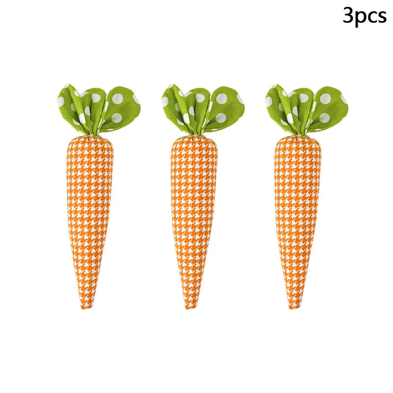 3pc dog tooth pattern soft easter carrot decoration
