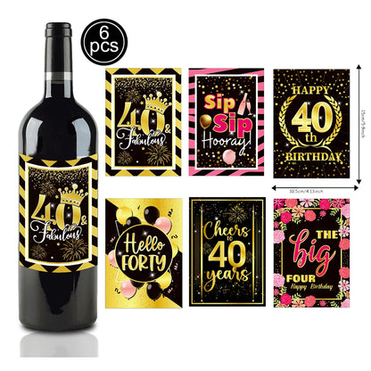 40th assorted Wine bottle stickers