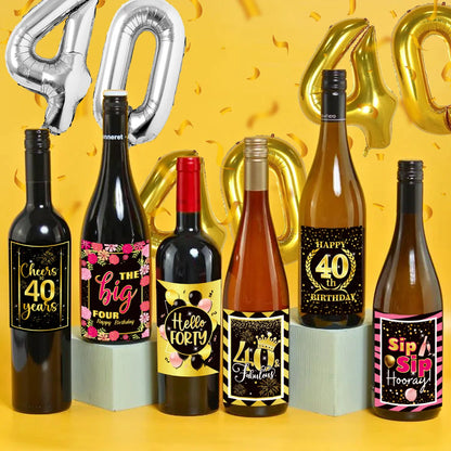 40th assorted Wine bottle stickers party