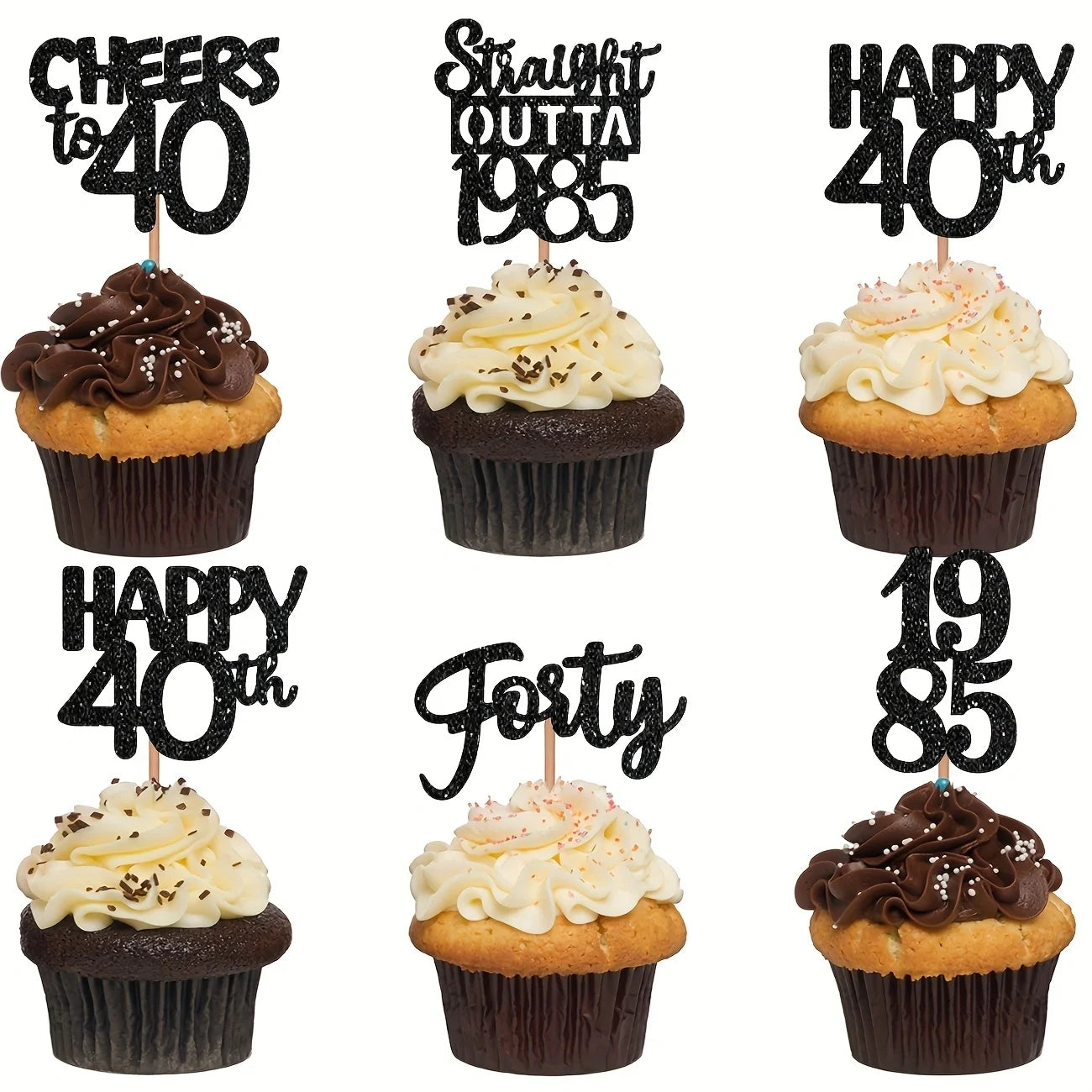 40th birthday cupcake toppers