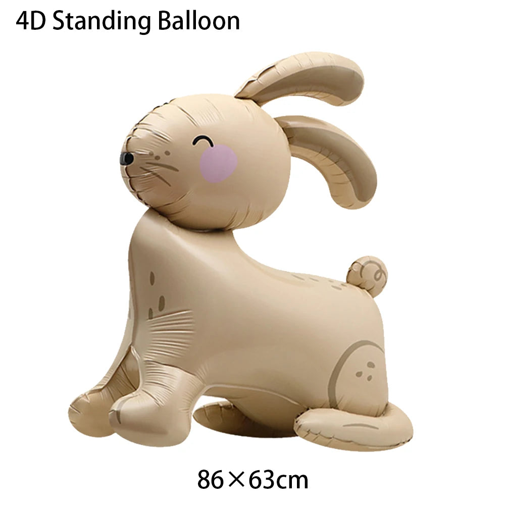 4D Standing Beige Brown Bunny Rabbit Easter Balloon