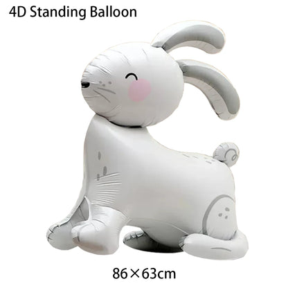 4D Standing Bunny Balloon on a white background