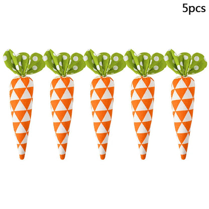 5pc Orange and white triangle Fabric Carrots  for easter