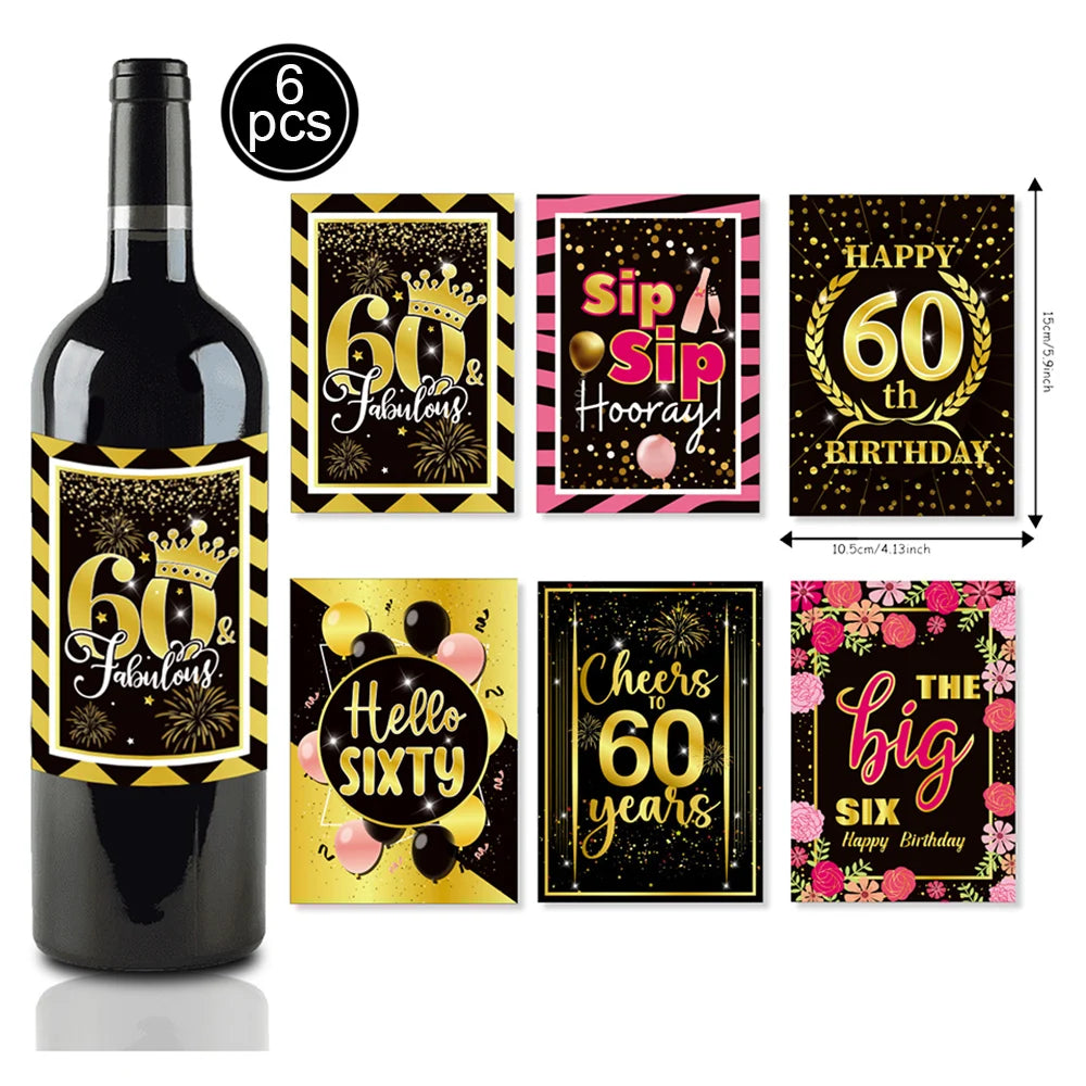 60th assorted Wine bottle stickers