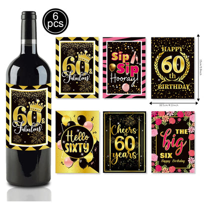 60th assorted Wine bottle stickers