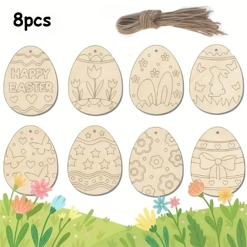 8pc wooden egg craft 