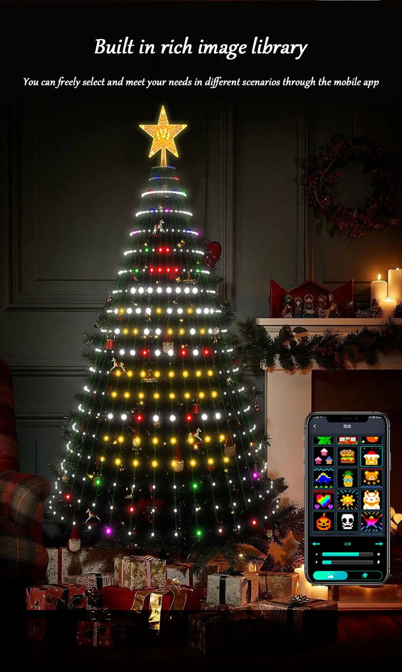 App controlled Christmas tree with built in images.