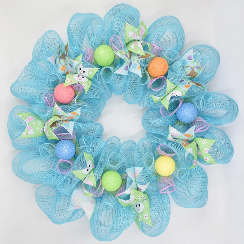 Baby Blue Deco Mesh Christmas Wreath DIY Craft