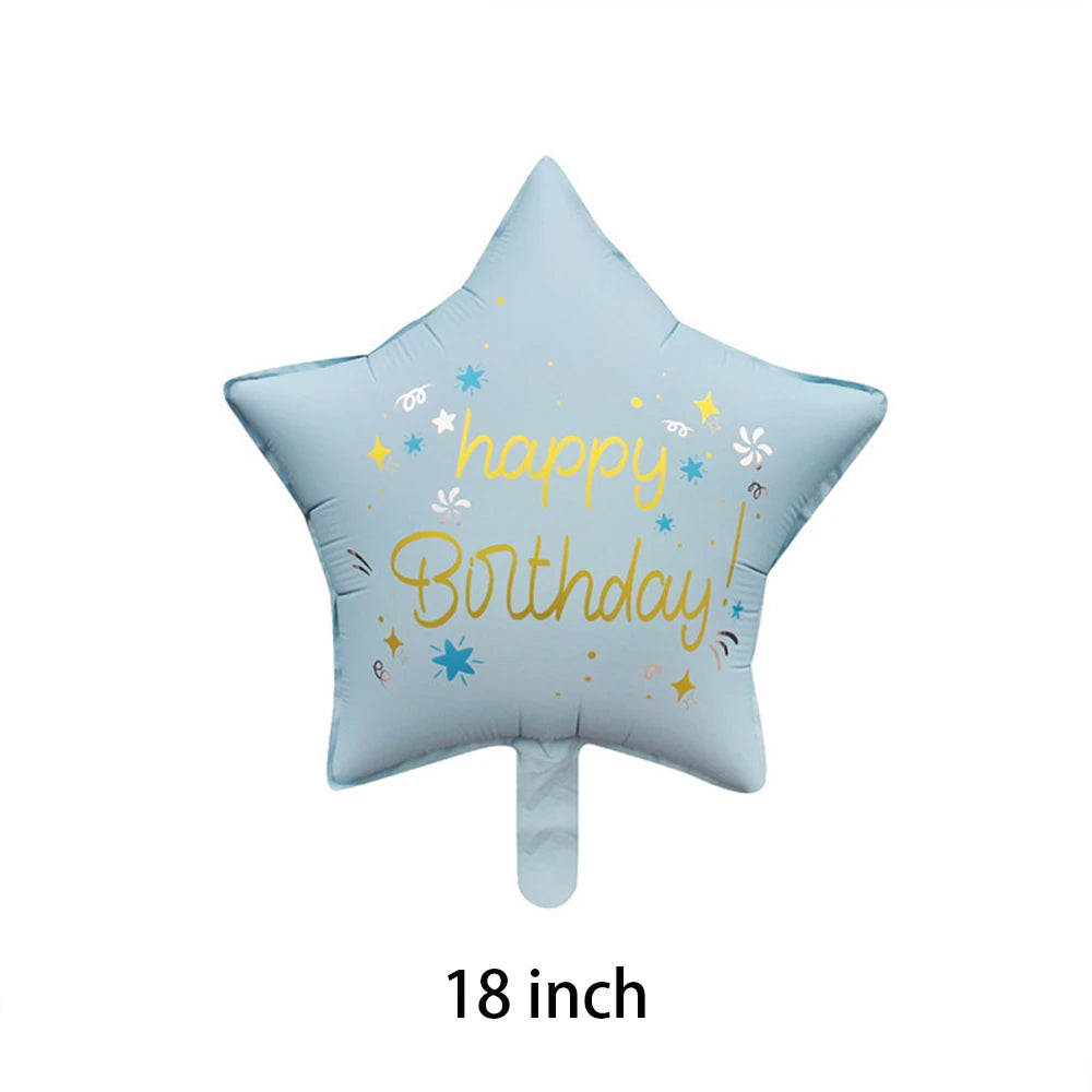 Baby Blue Happy Birthday star balloon 18inch