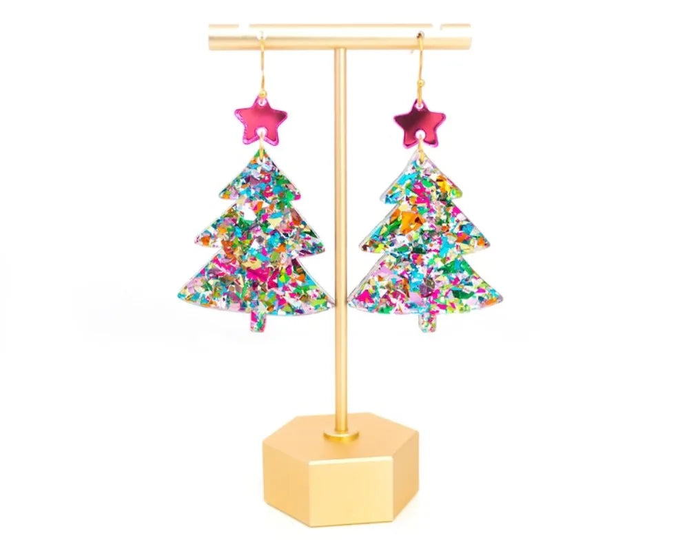 Beautiful Christmas Tree Dangling Earrings for Her