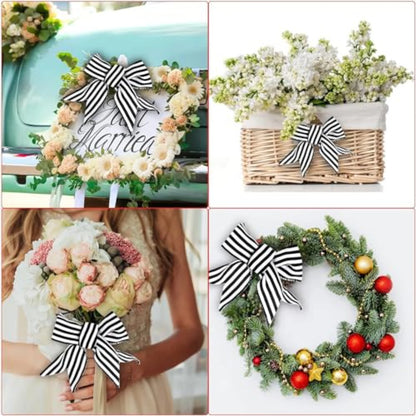 Black and White Stripe Craft Bow Ribbon for weddings Christmas and birthdays