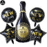 Black and gold happy new year balloon set