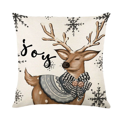 Black and white joy reindeer cushion cover pillow case