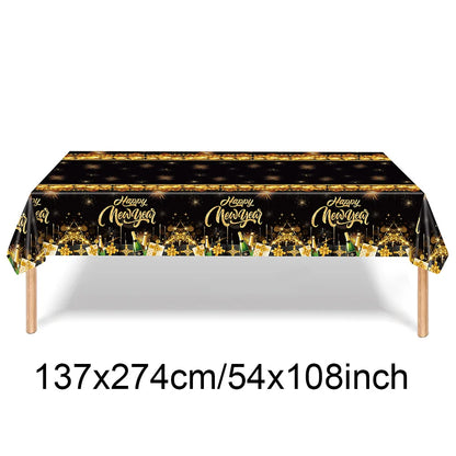 Tablecloth with New Year's design on a white background