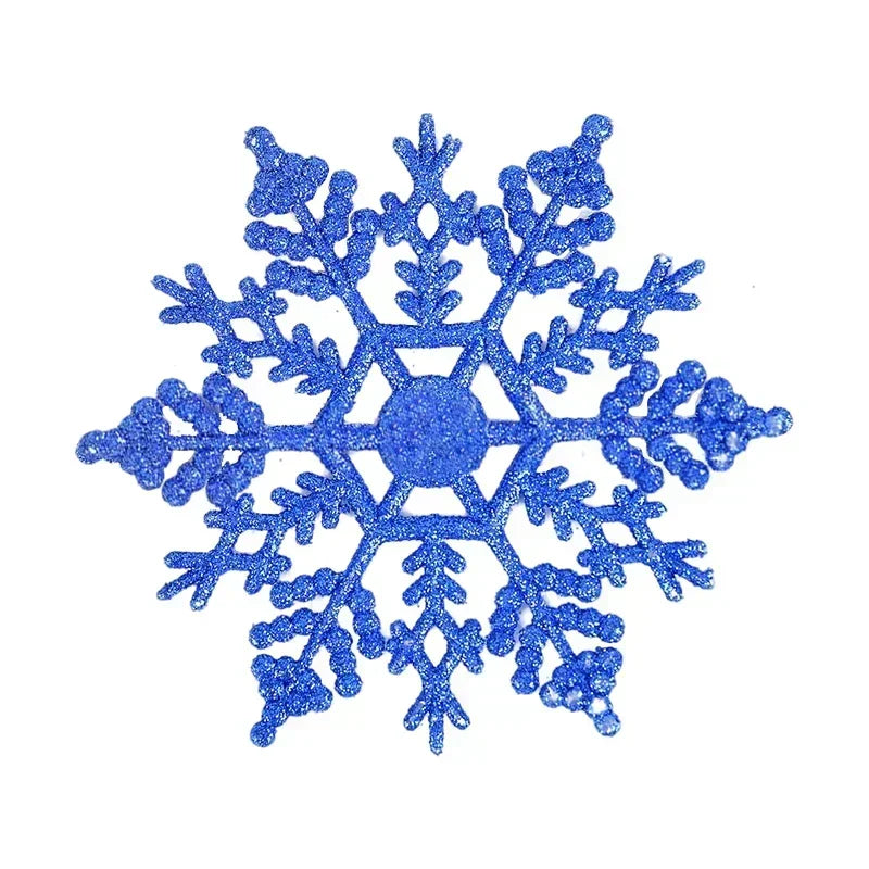 Blue glittery snowflake on a white background