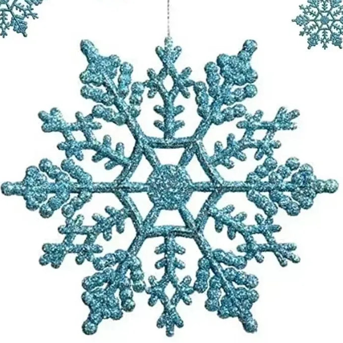 Blue glittery snowflake Christmas tree ornament 