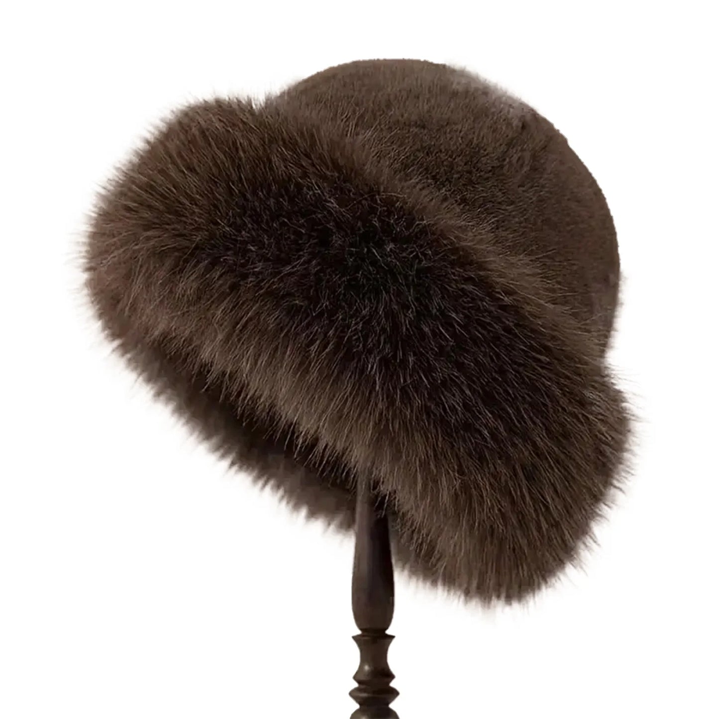 Brown Faux fur Womens winter hat
