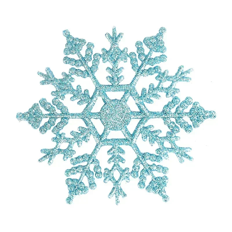 Blue glittery snowflake on a white background