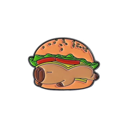 Capybara Burger Pin Brooch Badge