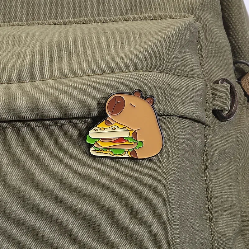 Capybara Sandwich Brooch pin badge
