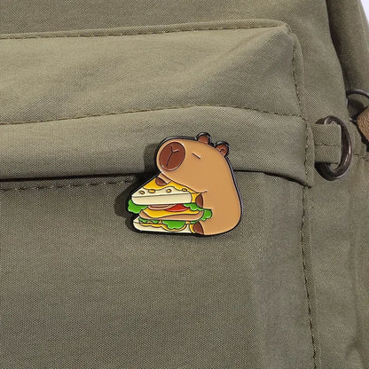 Capybara Sandwich Brooch pin badge