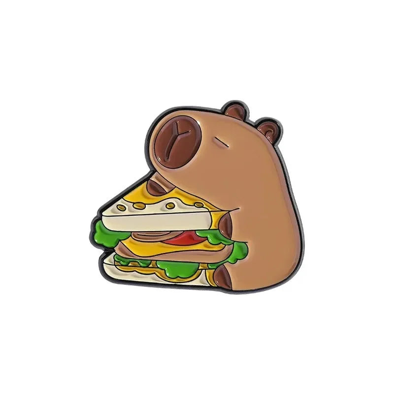 Capybara Sandwich pin badge lapel brooch