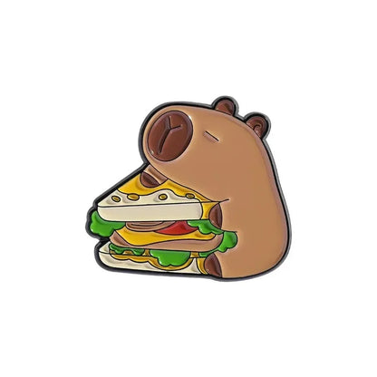 Capybara Sandwich pin badge lapel brooch