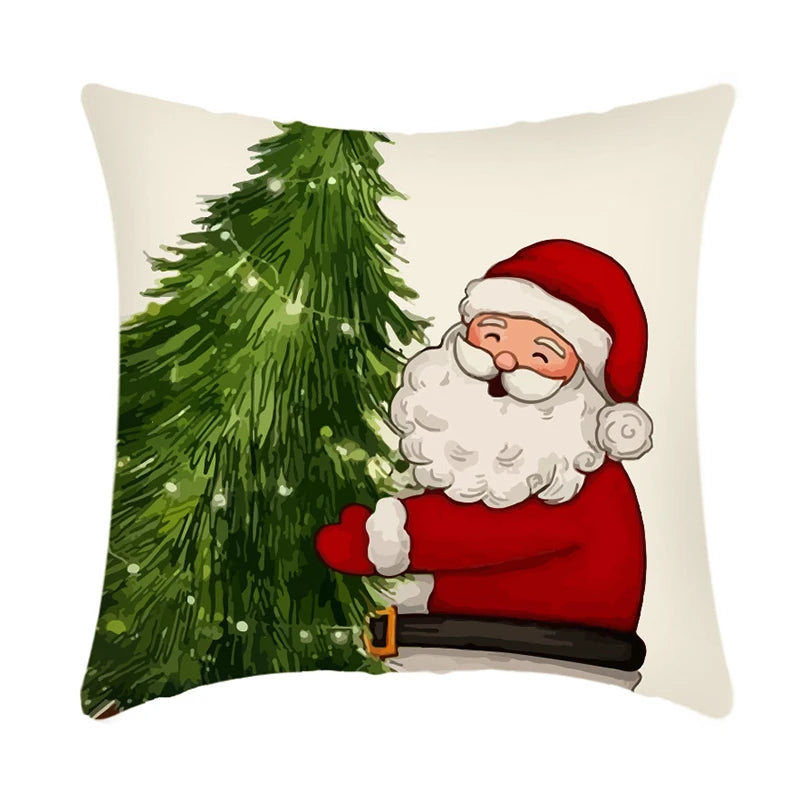 Cartoon santa christmas tree pillow case cushion cover