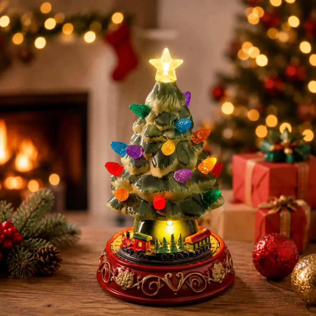 Ceramic Musical Light up Christmas Tree with moving train.