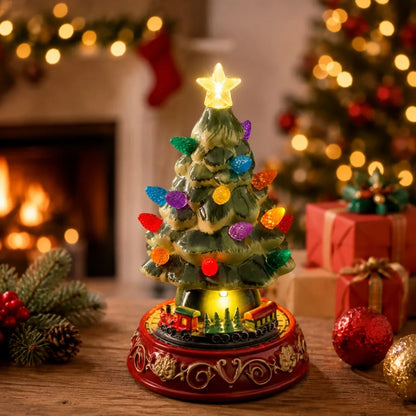 Ceramic Musical Light up Christmas Tree with moving train.