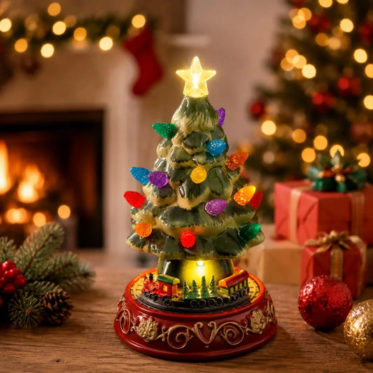Ceramic Musical Light up Christmas Tree with moving train.