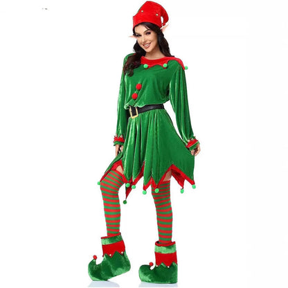 Christmas Elf Fancy Dress costume velveteen