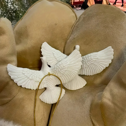 White dove Friendship ornament on a brown cowhide background