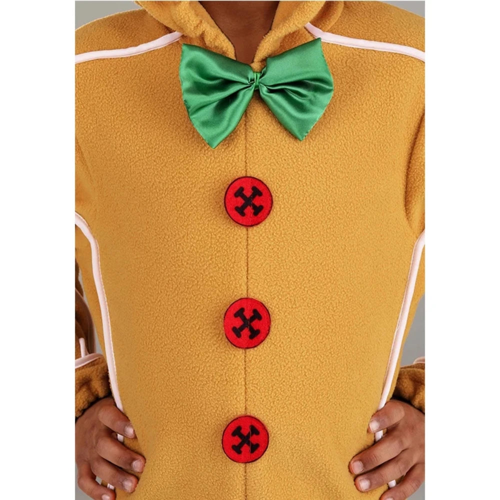 Christmas Gingerbread Fancy Dress Costume Onesie closeup