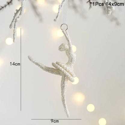 Christmas Ornament White glitter Ballerina