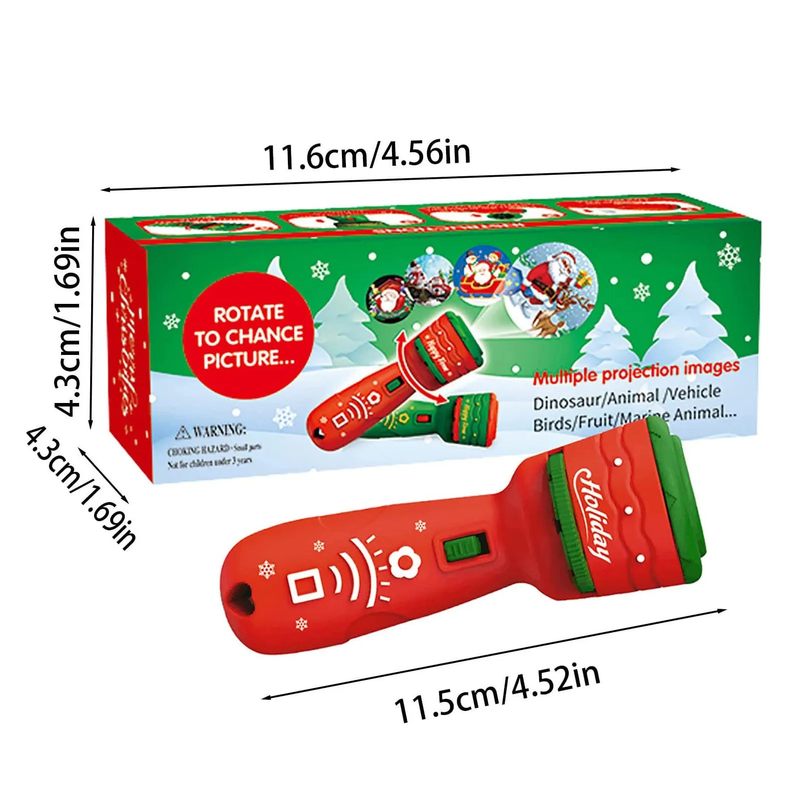  Christmas Projection Torch Party Favour Gift him her dimensions