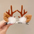 Christmas Reindeer Ears with white pom poms Hair Clips