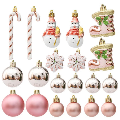 Christmas Tree Baubles snowman boot rose gold