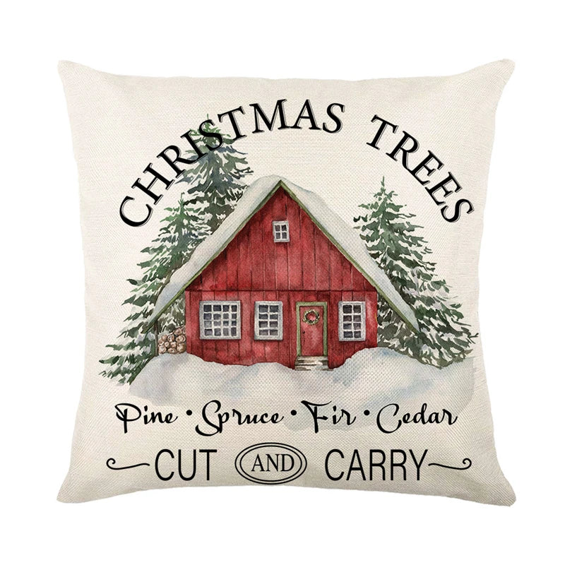 Christmas Tree pine spruce fir cedar cut and carry pillow case cushion cover