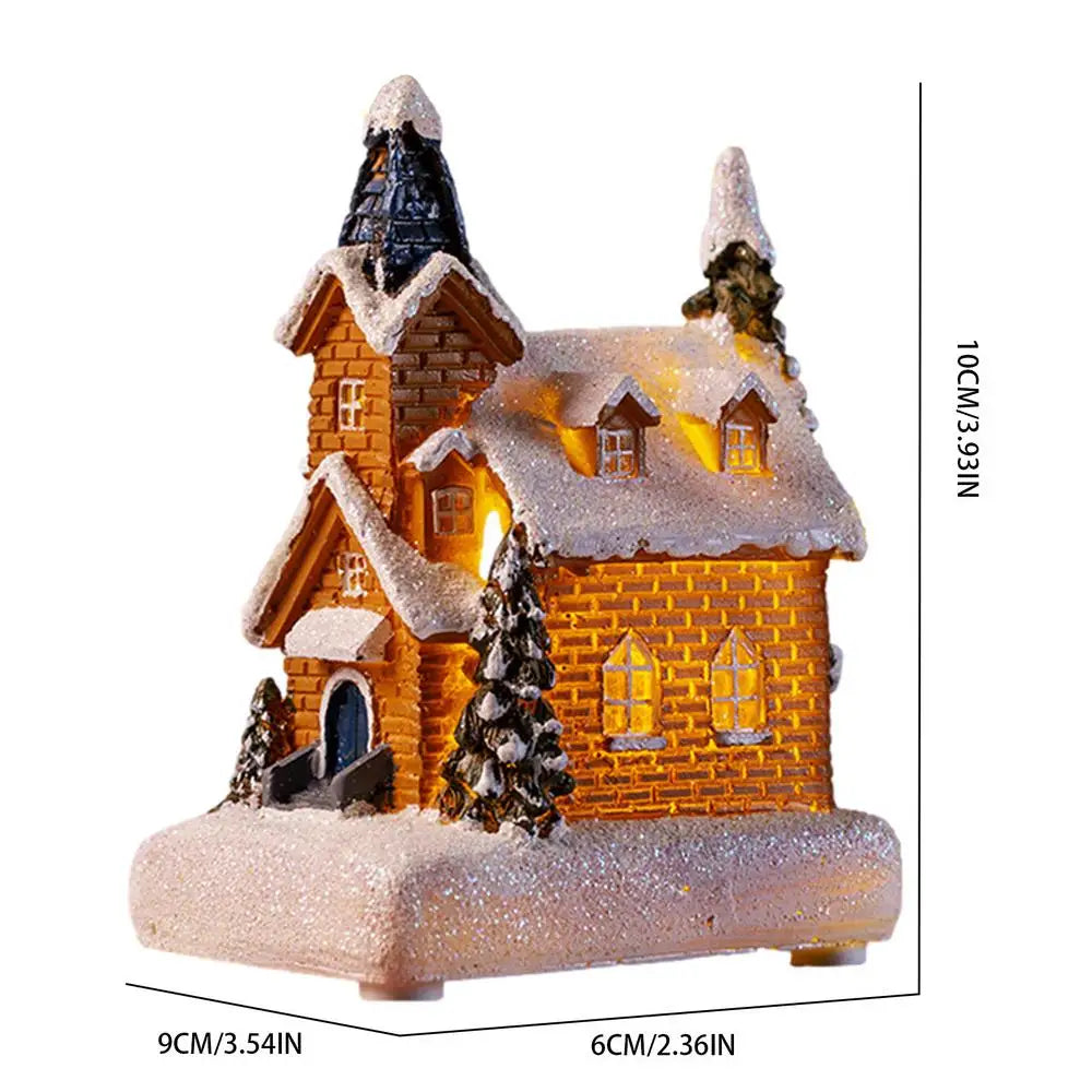 Christmas Village Light up Church snow
