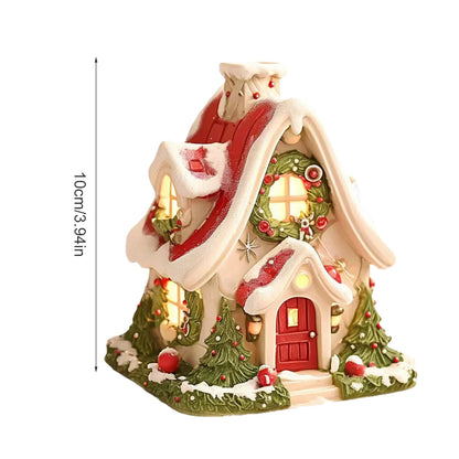Christmas Village Lights Red Door Red Roof Round window H10cm