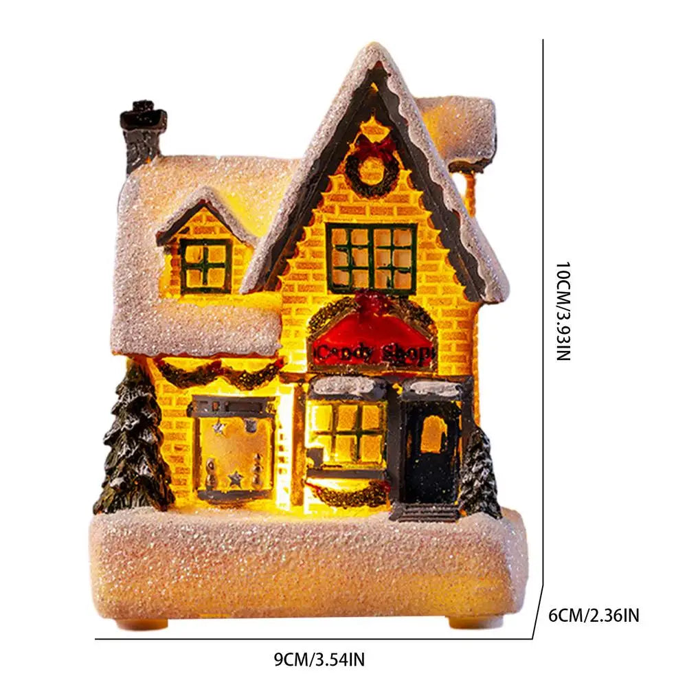 Christmas Village Snow house black door Christmas Tree Lights
