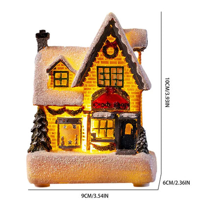 Christmas Village Snow house black door Christmas Tree Lights