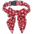 Christmas White and Red Snowflake Dog red Collar bow tie