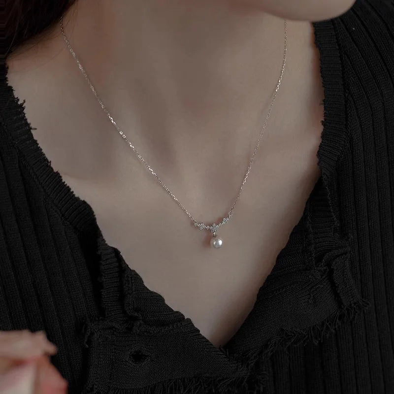 Christmas gift for her O ring pearl necklace